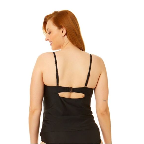 Women's Solid Black U-Ring Tankini Swim Top Swimsuit Bathing Suit Size S - Picture 7 of 7